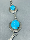 Cute Vintage Native American Navajo Blue Gem Turquoise Sterling Silver Necklace-Nativo Arts