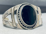 Huge Vintage Native American Navajo Black Onyx Sterling Silver Bracelet-Nativo Arts