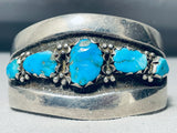 Sturdy Heavy Vintage Native American Navajo Turquoise Sterling Silver Bracelet Cuff-Nativo Arts