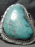 One Biggest Best Vintage Native American Navajo Carico Lake Turquoise Sterling Silver Bracelet-Nativo Arts