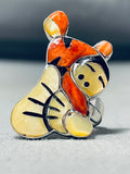 Tigger Native American Zuni Completely Hand Made Sterling Silver Inlay Ring-Nativo Arts