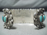 Outstanding Vintage Native American Navajo Turquoise Sterling Silver Bracelet Old-Nativo Arts