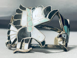 Flying Magnificent Eagle Vintage Native American Zuni Turquoise Sterling Silver Bracelet-Nativo Arts