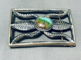 Royston Turquoise Vintage Native American Navajo Sterling Silver Buckle Signed-Nativo Arts