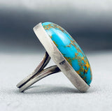 Stunning Vintage Native American Navajo Spiderweb Turquoise Sterling Silver Ring-Nativo Arts