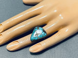 The Best Vintage Native American Navajo Blue Thunder Turquoise Sterling Silver Ring-Nativo Arts