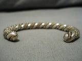 Thick Heavy Vintage Native American Navajo Two Tone Twist Sterling Silver Bracelet-Nativo Arts