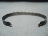 Native American Early Vintage Zuni Blue Gem Turquoise Sterling Silver Bracelet-Nativo Arts
