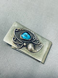 Noteworthy Vintage Native American Navajo Morenci Turquoise Sterling Silver Money Clip-Nativo Arts