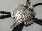 Magnificent Vintage Native American Navajo Detailed Toad Sterling Silver Bolo Tie-Nativo Arts