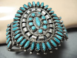 Rare Nez Vintage Native American Navajo Turquoise Sterling Silver Cluster Bracelet-Nativo Arts