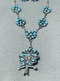 Tree Of Life Vintage Native American Zuni Turquoise Sterling Silver Necklace Earrings Set-Nativo Arts