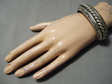 Alfred Lee Vintage Native American Navajo Very Heavy Sterling Silver Bracelet Cuff-Nativo Arts