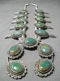 300 Gram Native American Green Turquoise Sterling Silver Squash Blossom Necklace-Nativo Arts