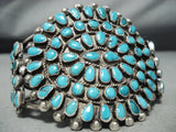 Best Most Unique Vintage Native American Navajo Turquoise Cluster Sterling Silver Bracelet-Nativo Arts