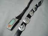 Famous Artist Vintage Native American Navajo Green Turquoise Coral Sterling Silver Concho Belt-Nativo Arts