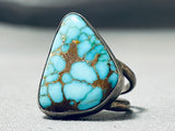 The Best Vintage Native American Navajo Blue Thunder Turquoise Sterling Silver Ring-Nativo Arts