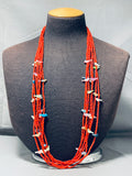 Native American Coral Seeds Vintage Navajo Turquoise Fetish Sterling Silver Necklace-Nativo Arts
