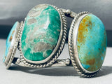 Powerful 133 Grams Vintage Native American Navajo Turquoise Sterling Silver Bracelet-Nativo Arts