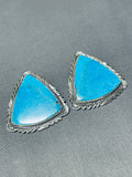 Unique Vintage Native American Navajo Ben Begaye Turquoise Sterling Silver Earrings-Nativo Arts