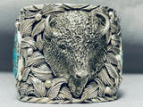 Native American 241 Gram Monster Buffalo Navajo Turquoise Sterling Silver Bracelet-Nativo Arts