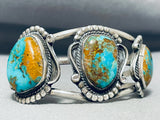 Beautiful Vintage Native American Navajo 3 Pilot Mountain Turquoise Sterling Silver Bracelet-Nativo Arts