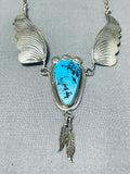 Fantastic Vintage Native American Navajo Sleeping Beauty Turquoise Sterling Silver Necklace-Nativo Arts