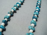 Native American Superlative Vintage Santo Domingo Kingman Turquoise Sterling Silver Necklace Old-Nativo Arts