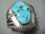 Incredible Vintage Native American Navajo Sleeping Beauty Turquoise Sterling Silver Bracelet-Nativo Arts
