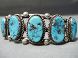 Authentic Vintage Native American Navajo Turquoise Sterling Silver Bracelet Old-Nativo Arts