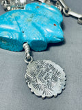 Important Vintage Native American Navajo Turquoise Rabbit Sterling Silver Necklace-Nativo Arts
