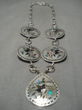 Amazing Ray Boyd Native American Navajo Sterling Silver Hummingbird Coral Necklace-Nativo Arts