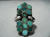 Early 1900's Vintage Native American Zuni Dishta Cerrillos Turquoise Sterling Silver Ring Old-Nativo Arts