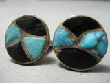 Tremendous Vintage Native American Navajo Turquoise Sterling Silver Men's Cufflinks Old-Nativo Arts