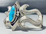 Outstanding Vintage Native American Hopi Morenci Turquoise Sterling Silver Bracelet Signed-Nativo Arts