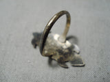 Wonderful Vintage Native American Navajo Turquoise Sterling Silver Turtle Ring Old-Nativo Arts