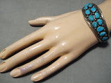Magnificent Vintage Native American Navajo Turquoise Sterling Silver Bracelet Old-Nativo Arts
