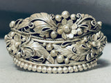 One Of The Most Detailed Ever Vintage Native American Navajo Sterling Silver Leaf Bracelet-Nativo Arts