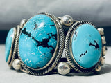 Superb Native American Navajo 3 Godber Turquoise Sterling Silver Huge Bracelet-Nativo Arts