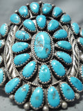 Magnificent Vintage Native American Navajo Kingman Turquoise Sterling Silver Bracelet Old-Nativo Arts