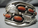 Remarkable Vintage Coral Sterling Silver Native American Bracelet Old-Nativo Arts