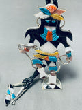 5 Inch Tall Vintage Native American Zuni Turquoise Dancer Sterling Silver Bolo Tie-Nativo Arts