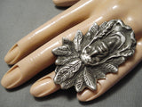 Colossal Detailed Native American Navajo Sterling Silver Cheif Huge Ring-Nativo Arts