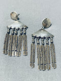 Fabulous Vintage Native American Navajo Sterling Silver Feather Pendant Earrings-Nativo Arts