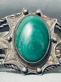Early Heavy Vintage Native American Navajo Green Turquoise Sterling Silver Bracelet-Nativo Arts