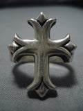 Huge Vintage Navajo Sterling Silver Cross Native American Ring Old-Nativo Arts