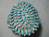 Incredible Vintage Native American Navajo Turquoise Cluster Sterling Silver Bracelet-Nativo Arts