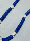 Rare Authentic Native American Navajo Lapis Sterling Silver Bead Necklace-Nativo Arts