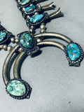 Womens Vintage Native American Navajo Spider Turquoise Sterling Silver Squash Blossom Necklace-Nativo Arts