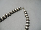 One Of The Biggest Best Native American Navajo Sterling Silver Bead Necklace- Huge!-Nativo Arts